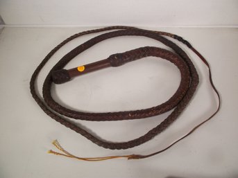 Vintage 11.5-foot Leather Woven Whip - WOW!