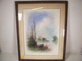 Framed And Signed Chalk/pastel Artwork