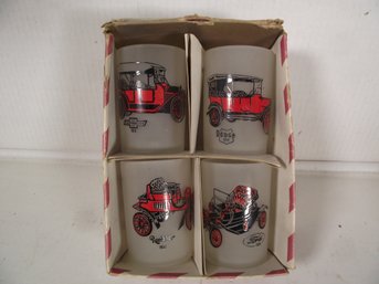 Lot Of 4 Vintage Frosted Glass Hazel Atlas Collectible Shot Glasses