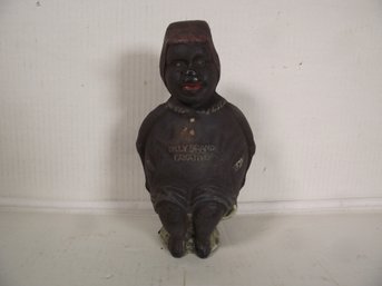 Vintage Cast Iron Black Americana Dilly Brand Laxative Coin Bank
