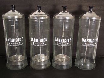 Lot Of 4 Vintage 10-inch Tall Barbicide Jars