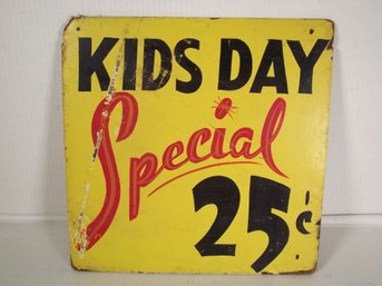 Vintage Hand Painted Kids Day Special 25-cent Sign