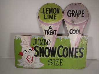 Vintage Hand Painted Jumbo Snowcone Sign
