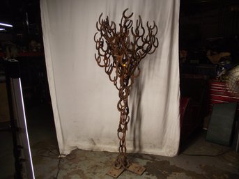 Vintage Horseshoe Tree Sculpture - Over 6 Feet Tall!