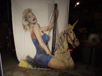 Super RARE Vintage Large Hand Painted Marilyn Monroe On Carousel Horse