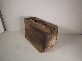 Antique WWI Wooden Dovetailed Ammo Box With Leather Strap