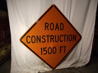 Large Aluminum Road Construction 1500 Feet Sign