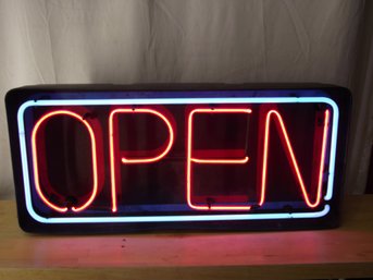 Vintage Electric Neon Open Sign By Fallon Neon