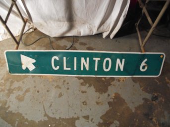 Vintage Aluminum Clinton CT Highway Sign
