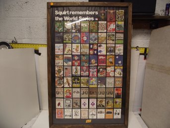 VINTAGE FRAMED SQUIRT REMEMBERS THE WORLD SERIES BASEBALL POSTER.