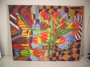 OIL ON CANVAS ABSTRACT PAINTING.