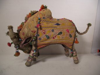 ANTIQUE FOLK ART RAJASTHANI STUFFED BULL FROM INDIA.