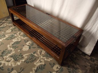 VINTAGE INSPIRED GLASS TOP COFFEE TABLE.