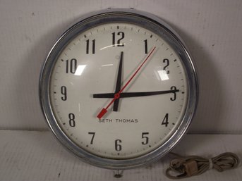 VINTAGE GLASS FRONT SETH THOMAS WALL CLOCK