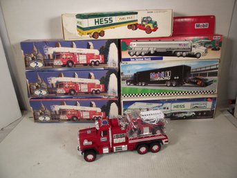 LOT OF GAS STATION COLLECTABLE TOY TRUCKS SOME IN BOX.