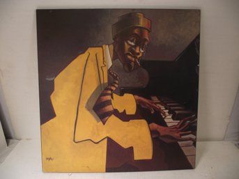 'THE PIANO MAN' PRINT BY JUSTIN BUA ON BOARD.