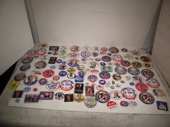 LARGE LOT OF VINTAGE POLITICAL PIN-BACKS BUTTONS.