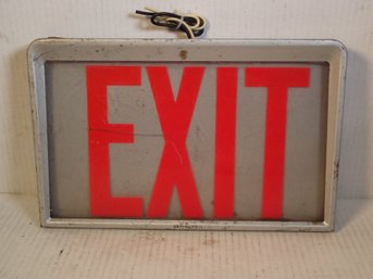 VINTAGE LIGHT UP METAL EXIT SIGN.