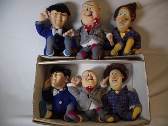 Lot Of Two (2) Vintage Sets Of Three Stooges Plush Dolls
