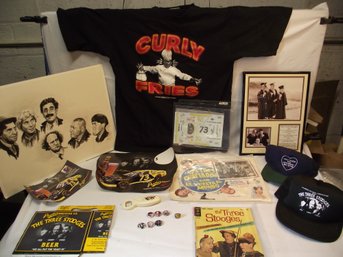 Vintage 3 Stooges Collectible Lot With T-shirt And Hats