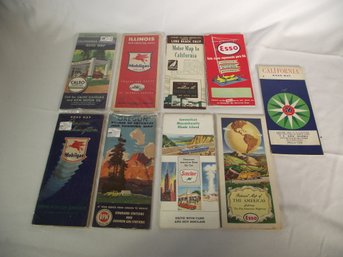 Vintage Lot Of Foldable Road Maps