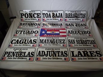 Lot Of Fifteen (15) Metal Puerto Rico License Plates