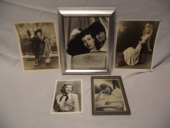 Lot Of Five (5) Vintage Celebrity Photographs With Some Signed