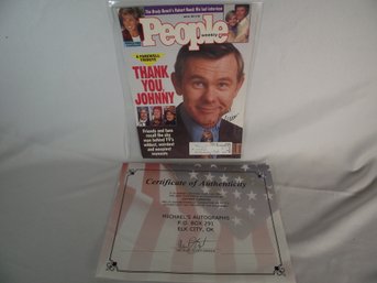 Johnny Carson Autographed People Magazine With Cert