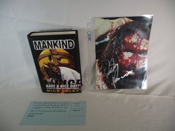 WWE Mankind Signed Book And Photograph