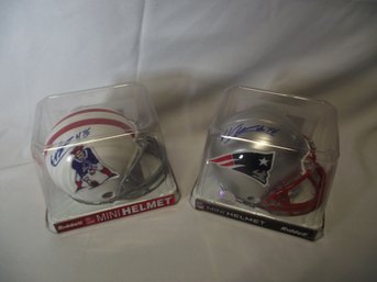 Lot Of Two (2) Mini Riddell Patriots Football Helmets Signed By Sebastian Vollmer