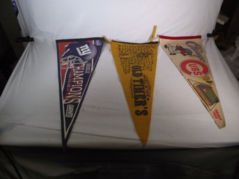 Lot Of Three (3) Vintage Sports Pennants