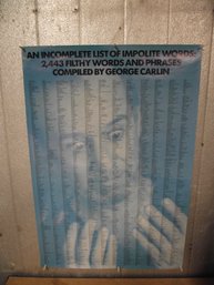 Vintage 1990 George Carlin Filthy Words Poster