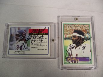 Lot Of Two (2) 1983 Topps Walter Payton Cards Signed