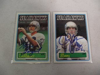 1983 Topps Steve Largent And Jim Zorn Cards Autographed