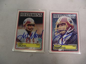 1983 Topps Art Monk And John Riggins Cards Autographed