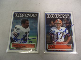 1983 Topps Brian Sipe And Ozzie Newsome Cards Autographed