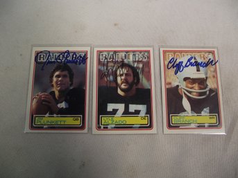 Lot Of Three (3) 1983 Topps Oakland Raiders Cards Autographed