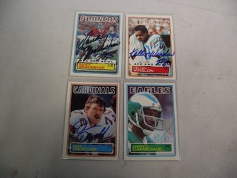 Lot Of Four (4) 1983 Topps Football HOF'ers Cards Autographed