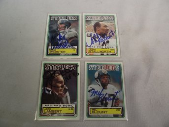 Lot Of Four 1983 Topps Pittsburgh Steelers Cards Autographed