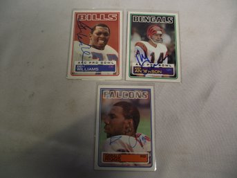 Lot Of Three (3) 1983 Topps Football Cards Autographed