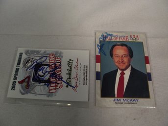 Lot Of Two (2) Sports Announcer Autographs