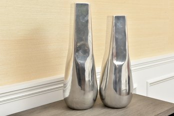 Pair Of Aluminum Polish Vases Purchased At Bloomingdales