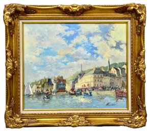 Bernard Loriot (1925-1998) Signed Oil On Canvas Painting Titled 'Depicting A Seascape'