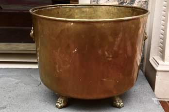 Brass Fireplace Bucket With Lion Paw Feet And Lions Head