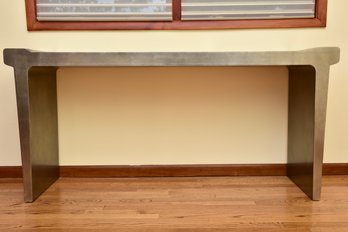 Attributed To Karl Springer Silver Leaf Parchment Console Table