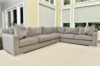 Kravet Furniture Custom Jazz L-Shaped Upholstered Sectional Sofa With Two Throw Pillows