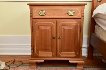 Hand Made By Ira H. Lesher & Son Natural Cherry Wood Night Stand With Brass Hardware