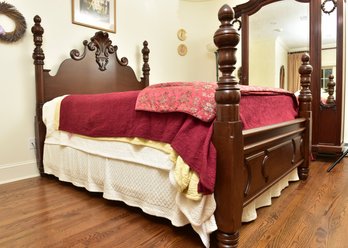 Ralph Lauren French Empire Carved Mahogany Queen Size Four Poster Bed Frame