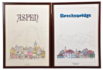 Pair Of Prints Titled 'Breckenridge Colorado' And 'Aspen Colorado'