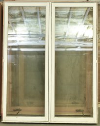 Set Of Four Marvin Windows Wood Framed Casement Tempered Glass Windows